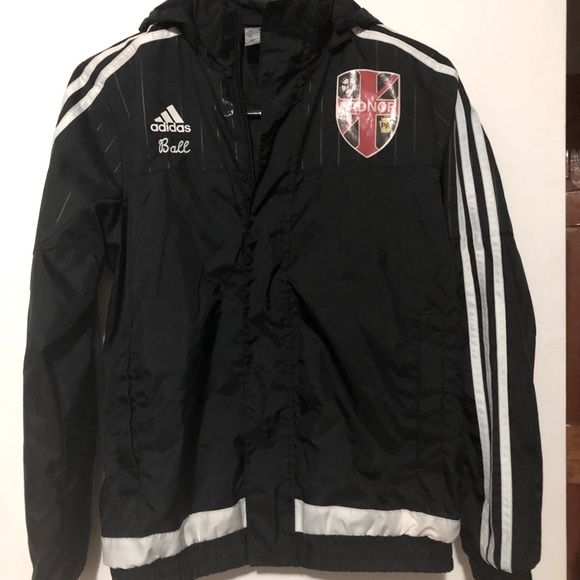ADIDAS BLACK PUFFER HOODY JACKET BOY SIZE M - Picture 1 of 11